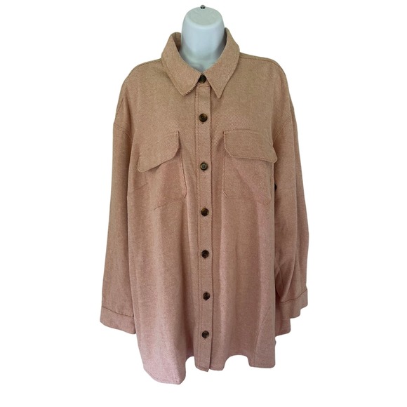 Lane Bryant Tops - Lane Bryant Women's Plus Herringbone Button Down Long Sleeve Shacket 18/20 NWT